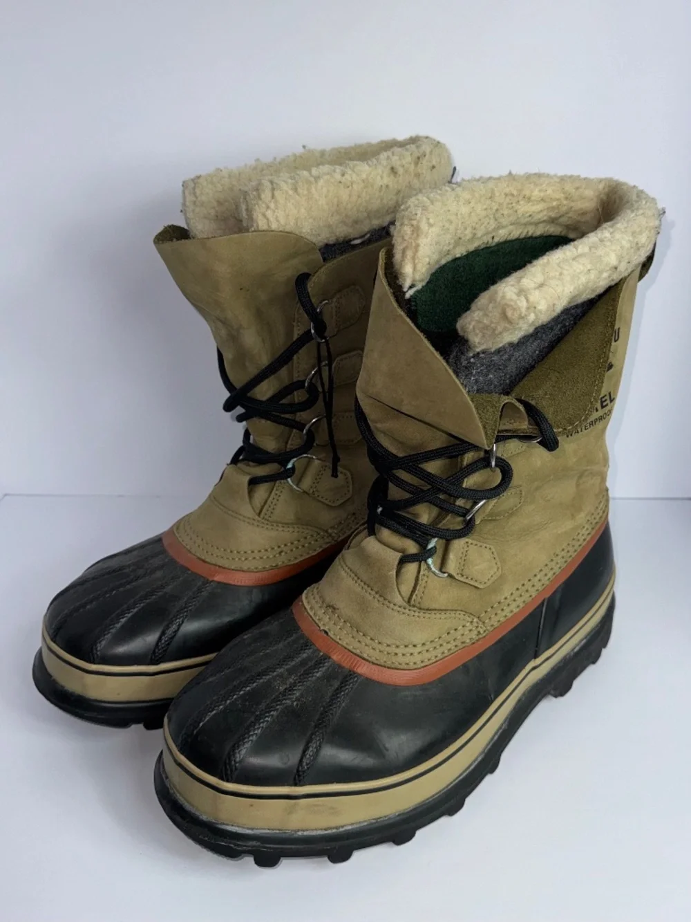 Sorel Caribou Wool Insulated Leather Boots Mens Size 11